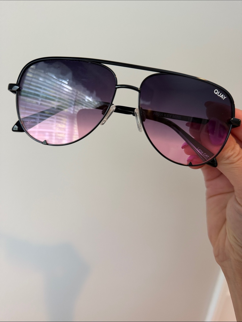 Quay Australia Black Frame Sunglasses with Purple Gradient Lenses